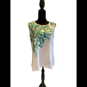 Basic Editions Tank Top Blouse  Plus Size XL Sleeveless  Ribbed Rounded Neckline